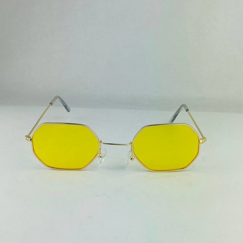 COPY - Hexagon shaped awesome sunglasses gold metal frame